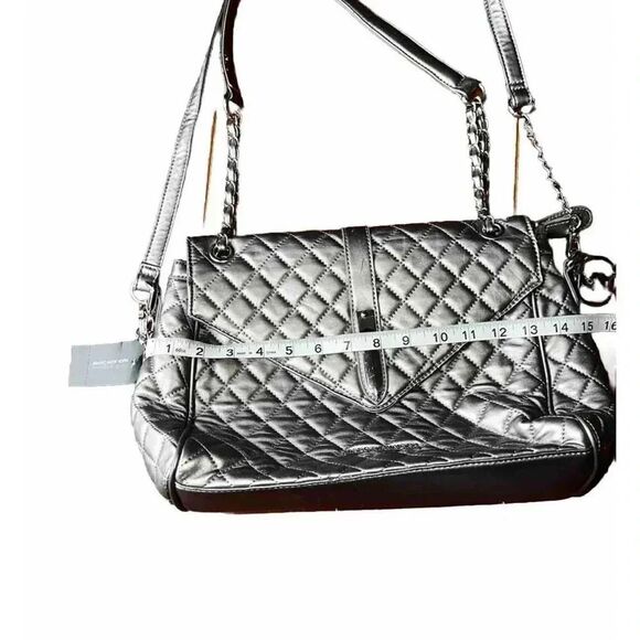 Marc New York Silver Quilted Mid Size Flap Shoulder Bag - Picture 7 of 8